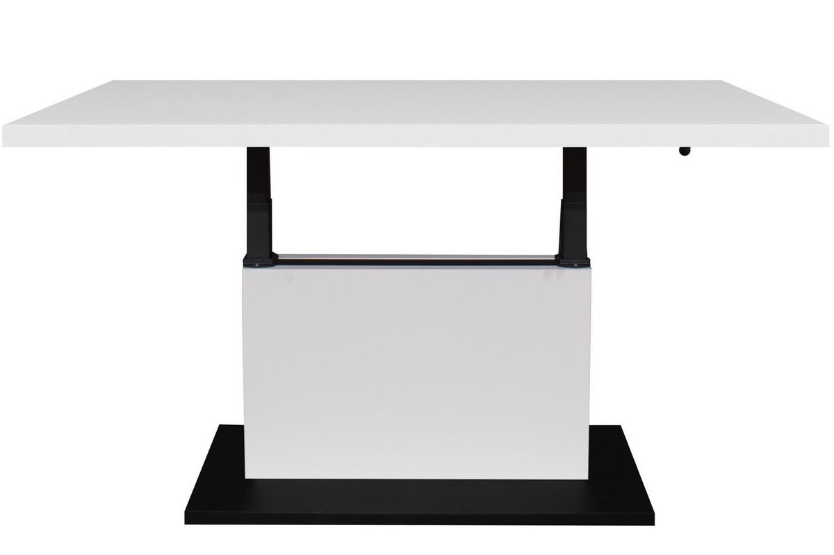 Couchtisch Lift Weiß/Schwarz B: 120 cm - Weiß Hochglanz/Schwarz, Design, Holzwerkstoff/Metall (120/55-69/70cm) - MID.YOU