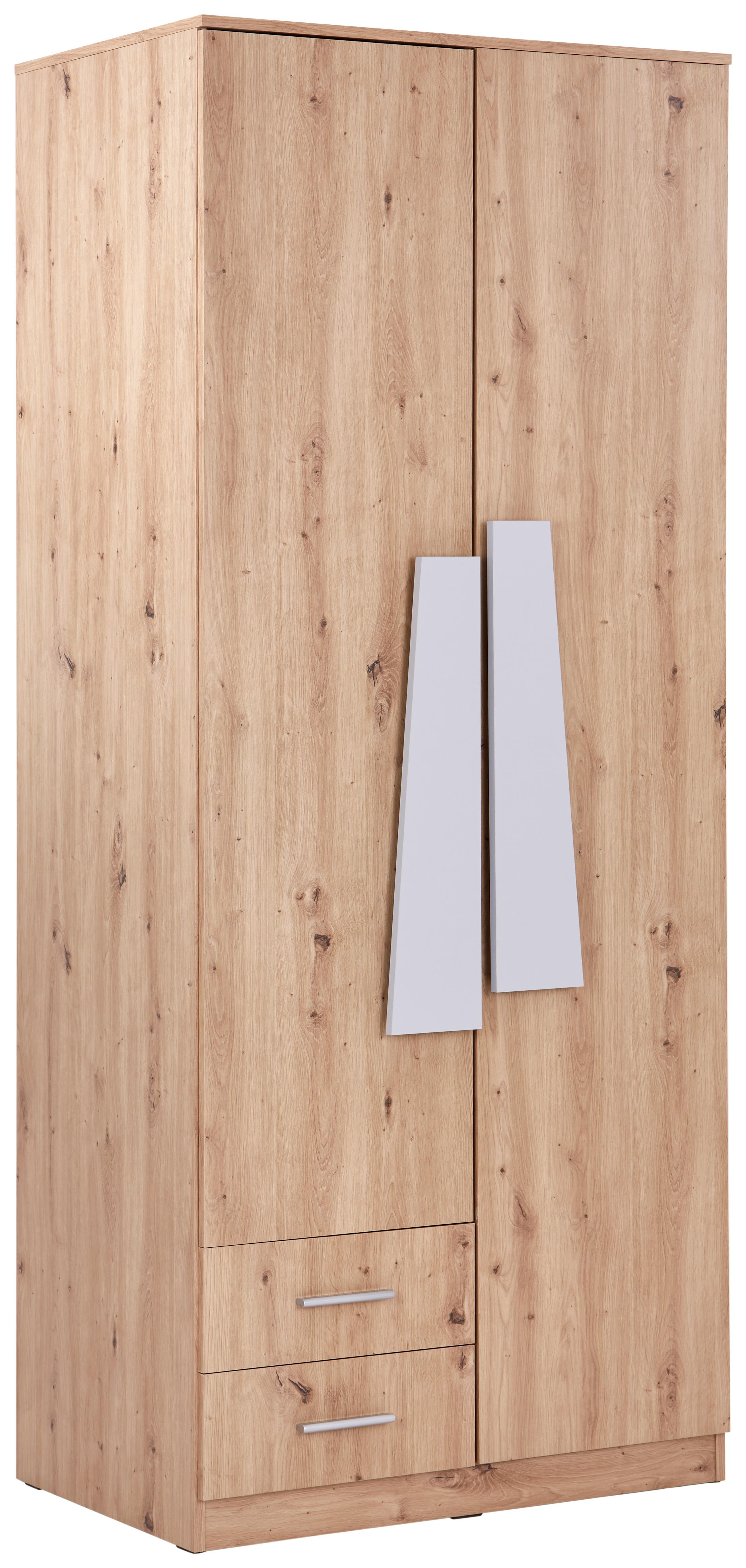 Šatníková Skriňa Johnny - sivá/farby duba, Moderný, kompozitné drevo/plast (90/216,3/59,9cm)