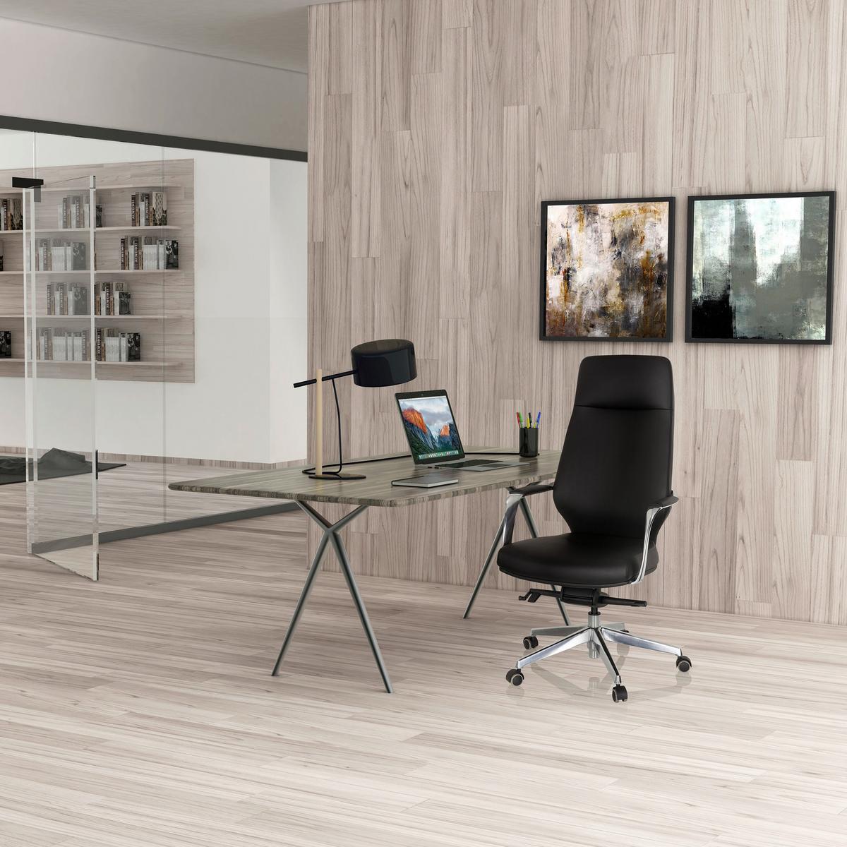 Chefsessel Velvet Schwarz Bis 120 Kg - Silberfarben/Schwarz, Basics, Kunststoff/Textil (63/133/65cm) - MID.YOU