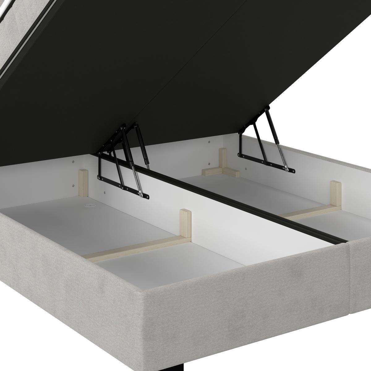 Boxbett Maya inkl. Bettkasten Hellgrau 180x220 cm - Hellgrau/Schwarz, MODERN, Holz/Holzwerkstoff (180/220cm)