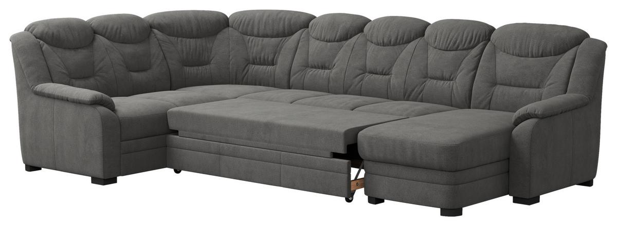 Wohnlandschaft Marcus Anthrazit inkl. Bettkasten - Anthrazit/Schwarz, Basics, Textil (211/330/162cm) - MID.YOU