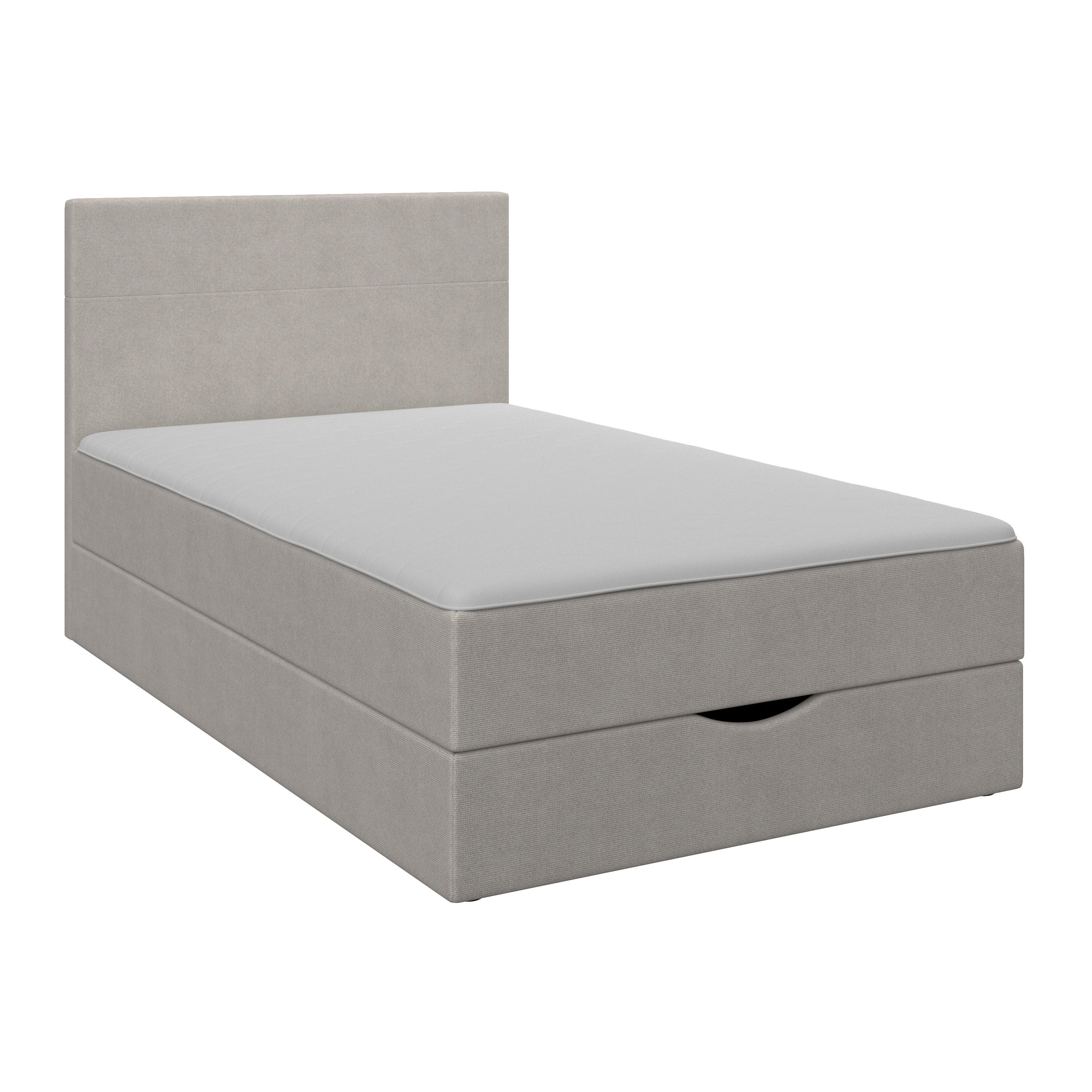 Boxspringová postel ACE 120x200, světle šedá - černá/světle šedá, Moderní, dřevo/textil (120/200cm) - Bessagi Home