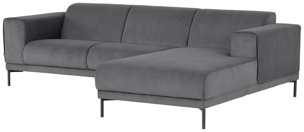 Ecksofa Erno Grau S: 262 Cm - Schwarz/Grau, Design, Textil (262/183cm) - MID.YOU