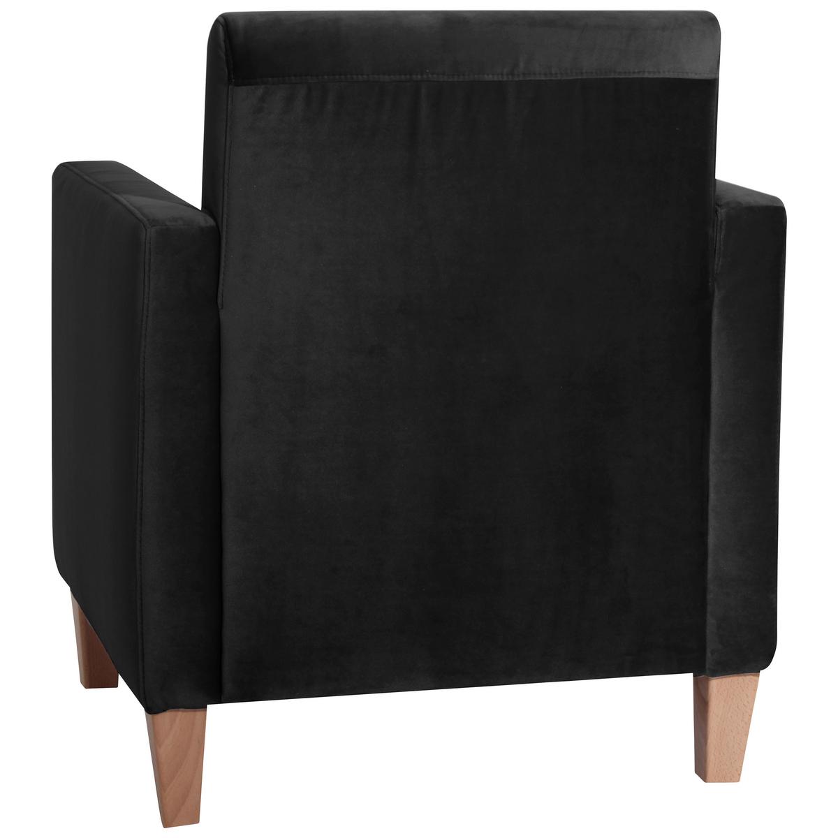 Polstersessel Mit Armlehnen Milla Samt/velours Schwarz - Schwarz/Naturfarben, Design, Textil (71/81/70cm) - Max Winzer