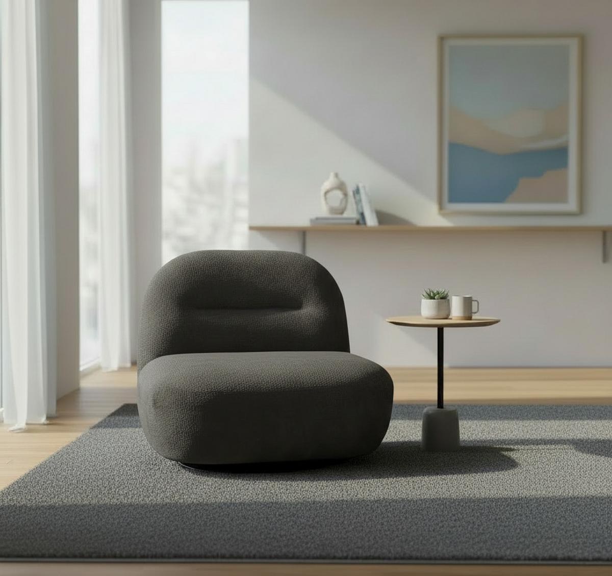 Relaxsessel Bunty Dunkelgrau B: 85 cm - Dunkelgrau/Schwarz, Basics, Textil (85/74/85cm) - Livetastic