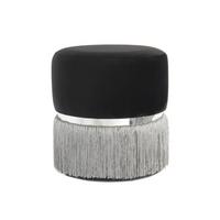Pouf Samt/Edelstahl Grau/Schwarz DxH: 41x44,5 cm - Silberfarben/Schwarz, Basics, Holzwerkstoff/Textil (41/44,5/41cm) - Kayoom