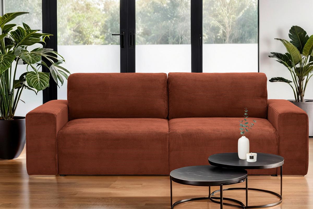 Schlafsofa Vouge Kupferfarben Bettkasten, B: 255 Cm - Buchefarben/Schwarz, KONVENTIONELL, Textil (255/86/123cm) - Livetastic