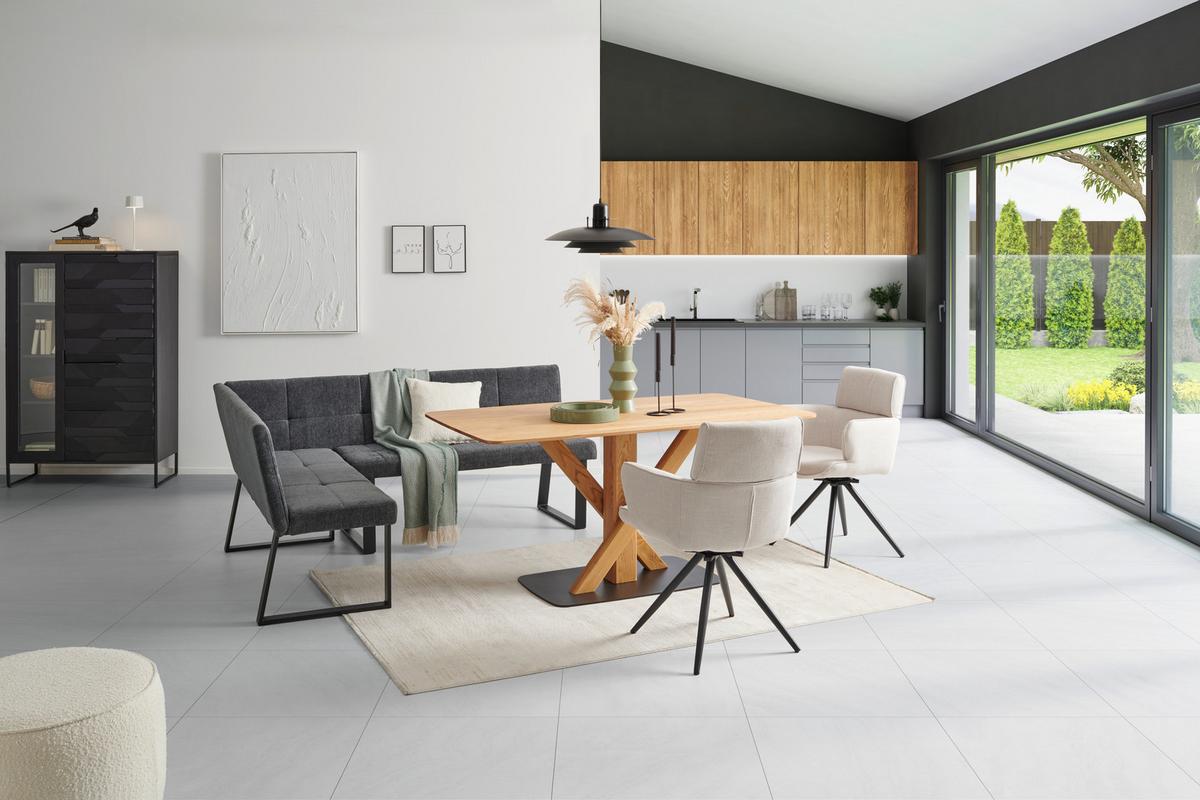 Eckbank Rico Dunkelgrau, Schenkel 152x191cm - Dunkelgrau/Schwarz, LIFESTYLE, Textil/Metall (152/191cm) - MID.YOU