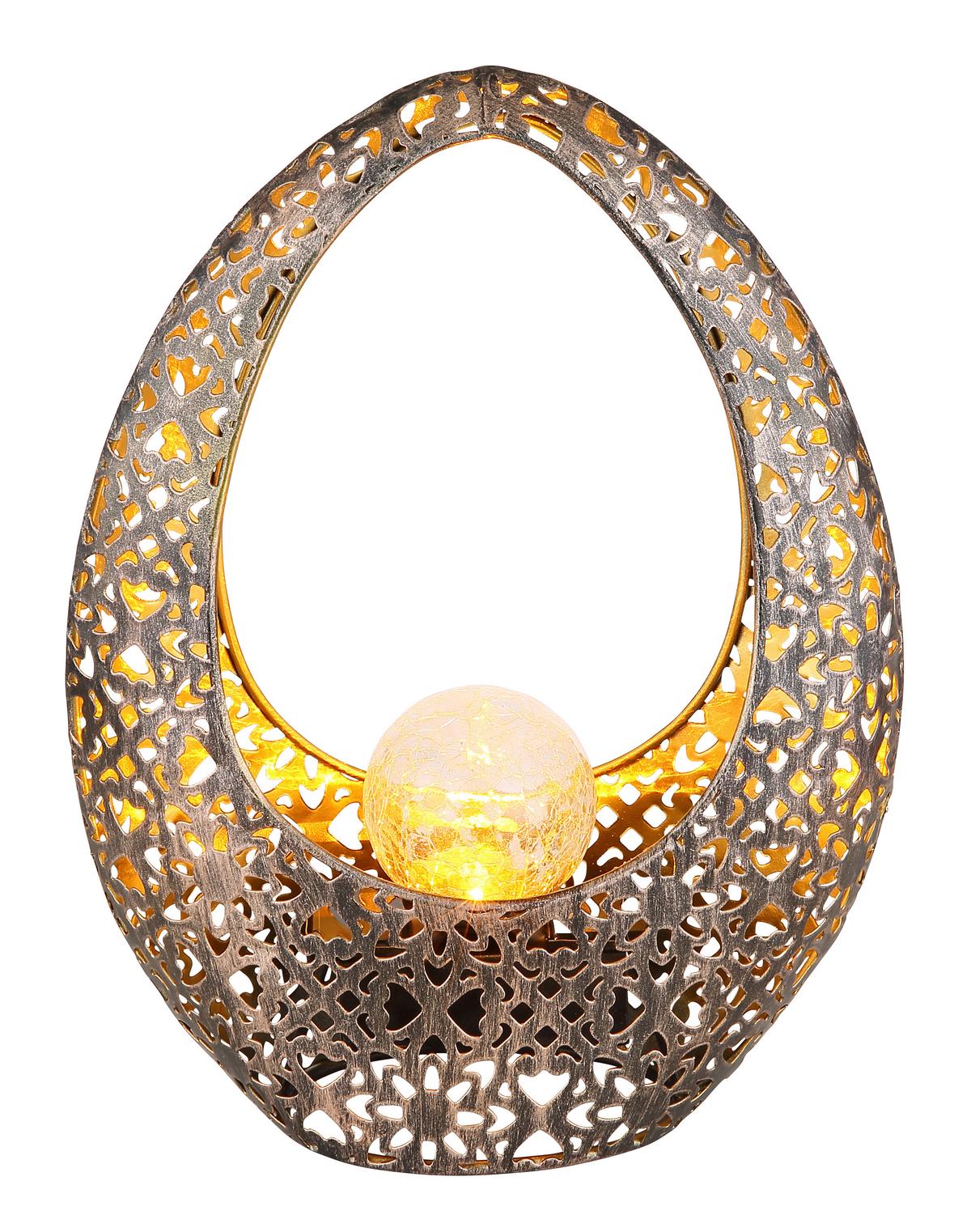 Solarleuchte 36528 - Klar/Goldfarben, Design, Glas/Metall (21,5/9,5/27,5cm) - Globo