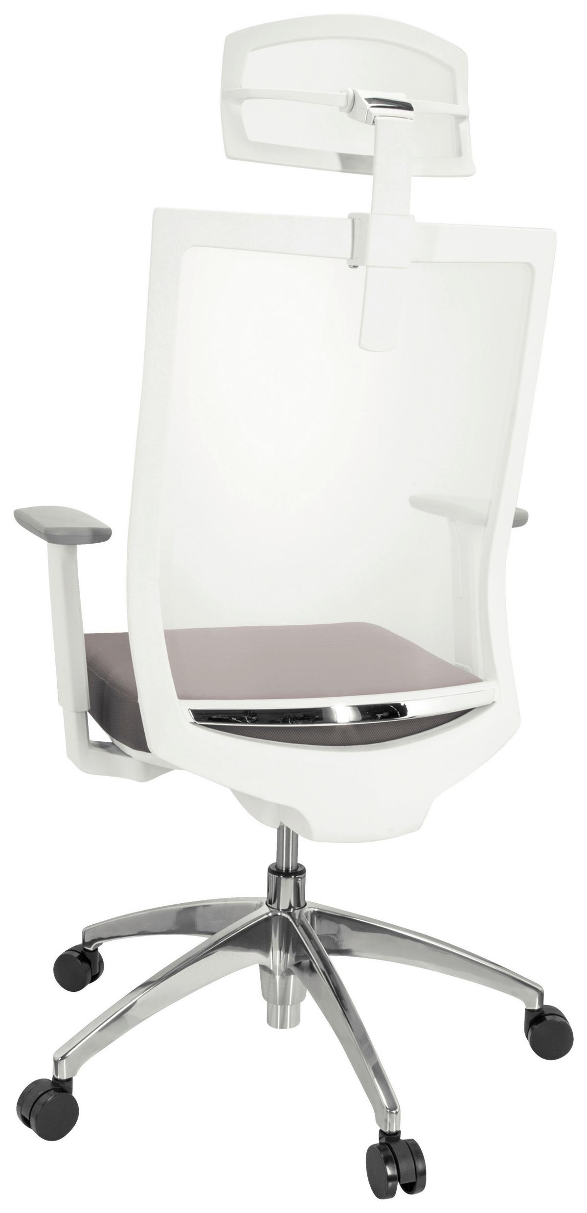 Drehstuhl Aspen White Pro - Silberfarben/Weiß, Basics, Kunststoff/Textil (63/112-122/55cm) - MID.YOU