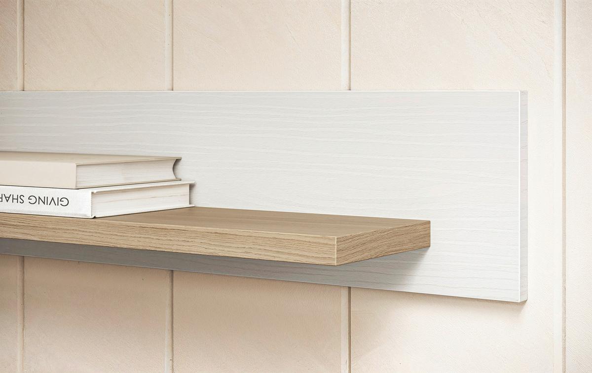 Wandboard Stranda Weiß/Eiche B: 180cm - Weiß, Design, Holzwerkstoff (180/17/17cm) - MID.YOU