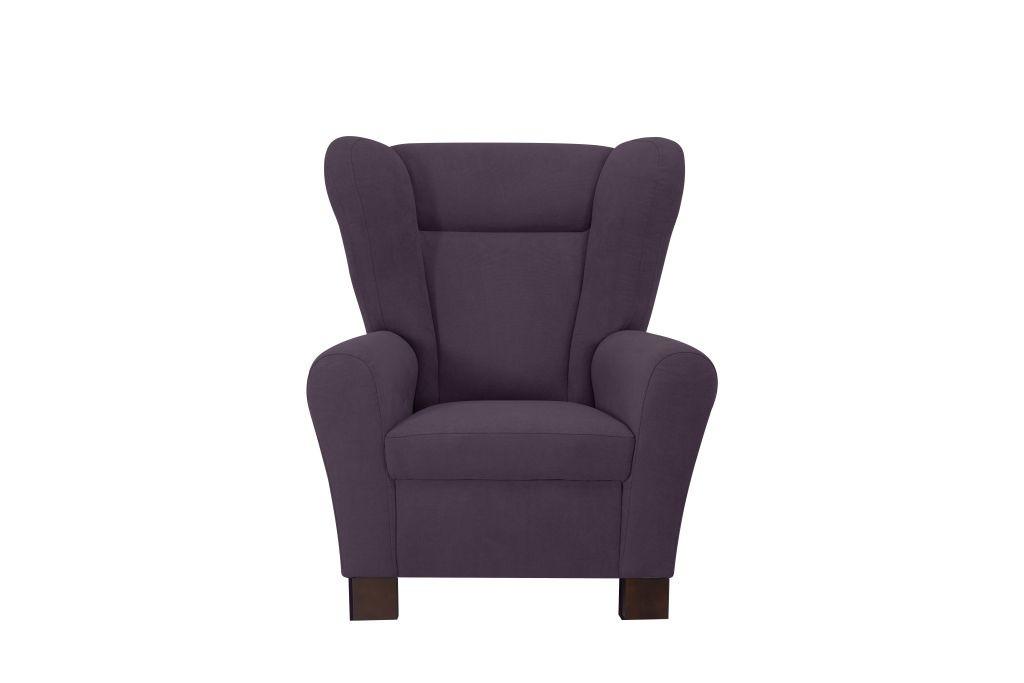 Křeslo ušák CHANDLER, fialová - hnědá/purpurová, Design, dřevo/kompozitní dřevo (95/109/97cm) - Ondega