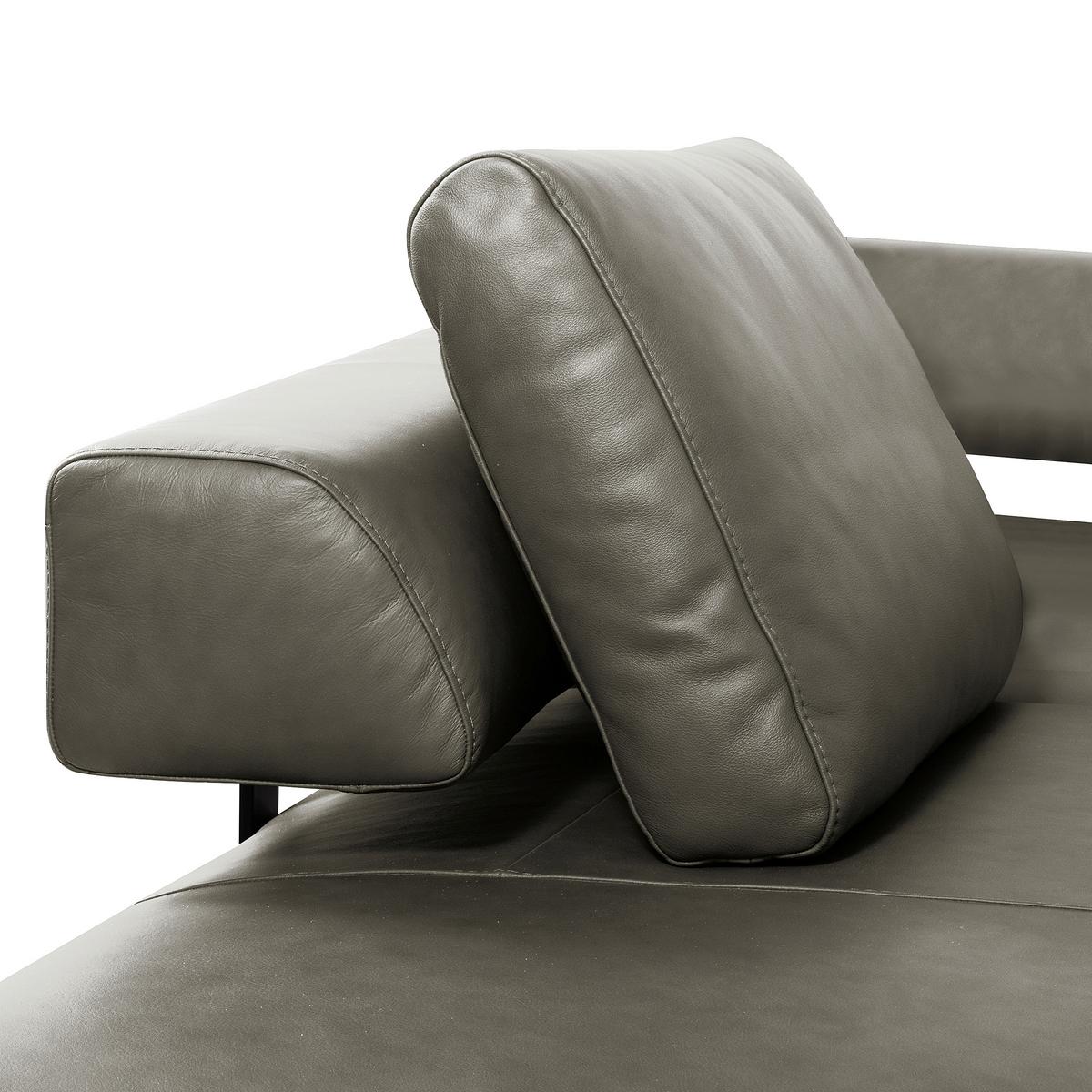 Ecksofa Como Echtleder Grau 237x306 - Schwarz/Grau, Design, Leder (237/306cm) - Livetastic