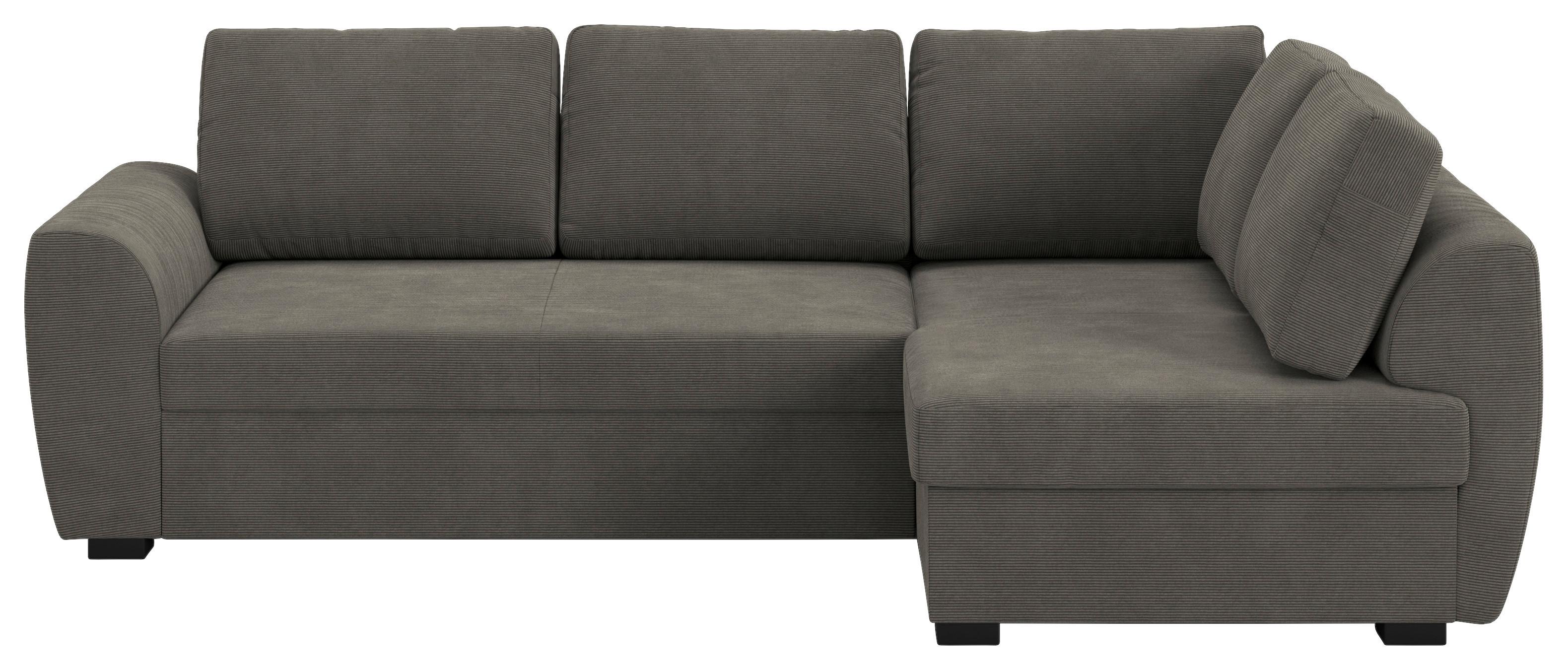 Ecksofa mit Bettfunktion Drift Cord anthrazit, B: 253cm - Anthrazit/Schwarz, Trend, Textil (253/154cm)