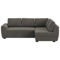 Ecksofa mit Bettfunktion Drift Cord anthrazit, B: 253cm - Anthrazit/Schwarz, Trend, Textil (253/154cm)