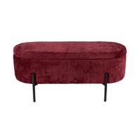 Hockerbank Carla Dunkelrot, L: 95 cm - Schwarz/Dunkelrot, Design, Textil/Metall (95/36/43cm)