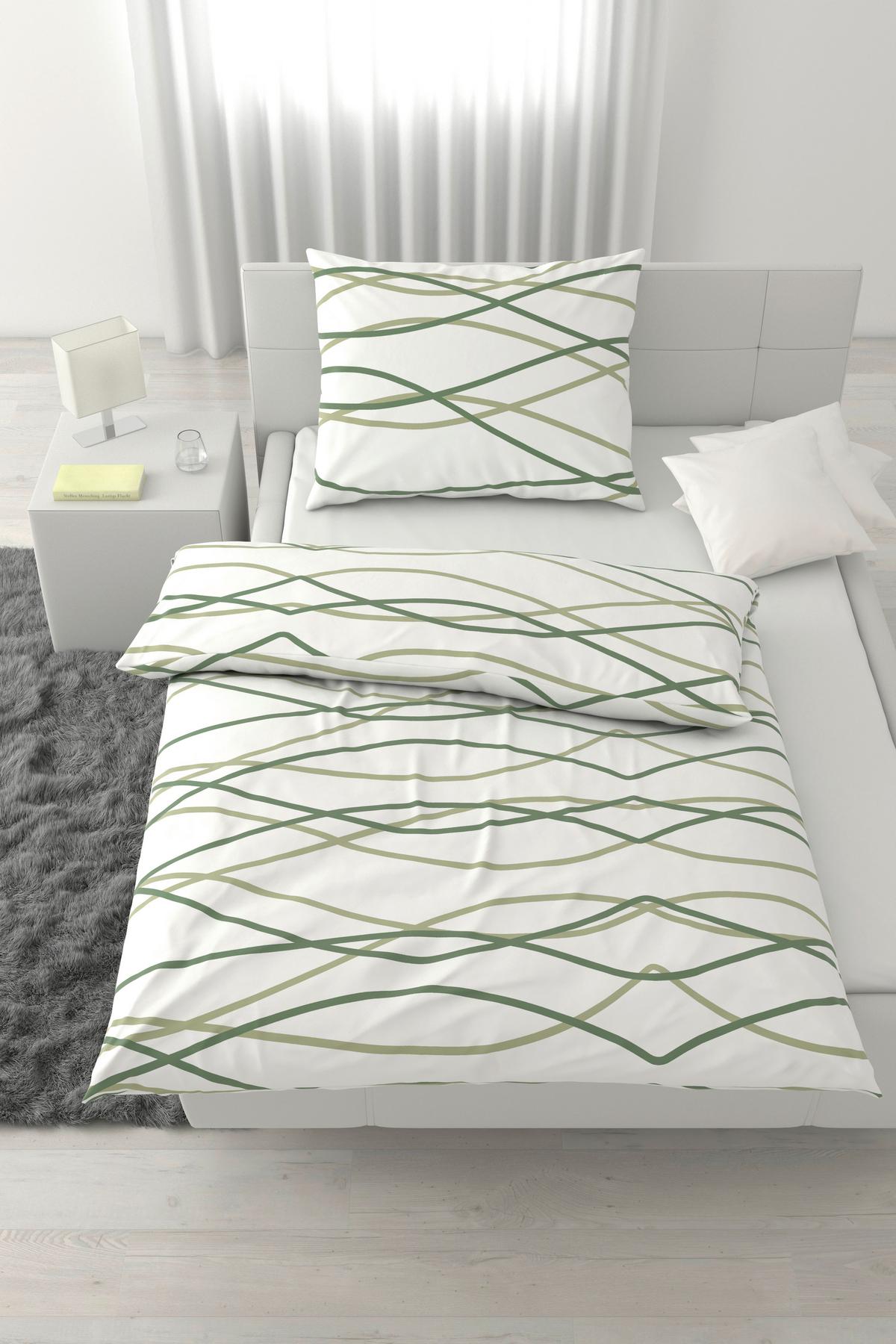 POVLEČENÍ WELLE - bílá/světle zelená, Moderní, textil (140/200cm) - Mömax
