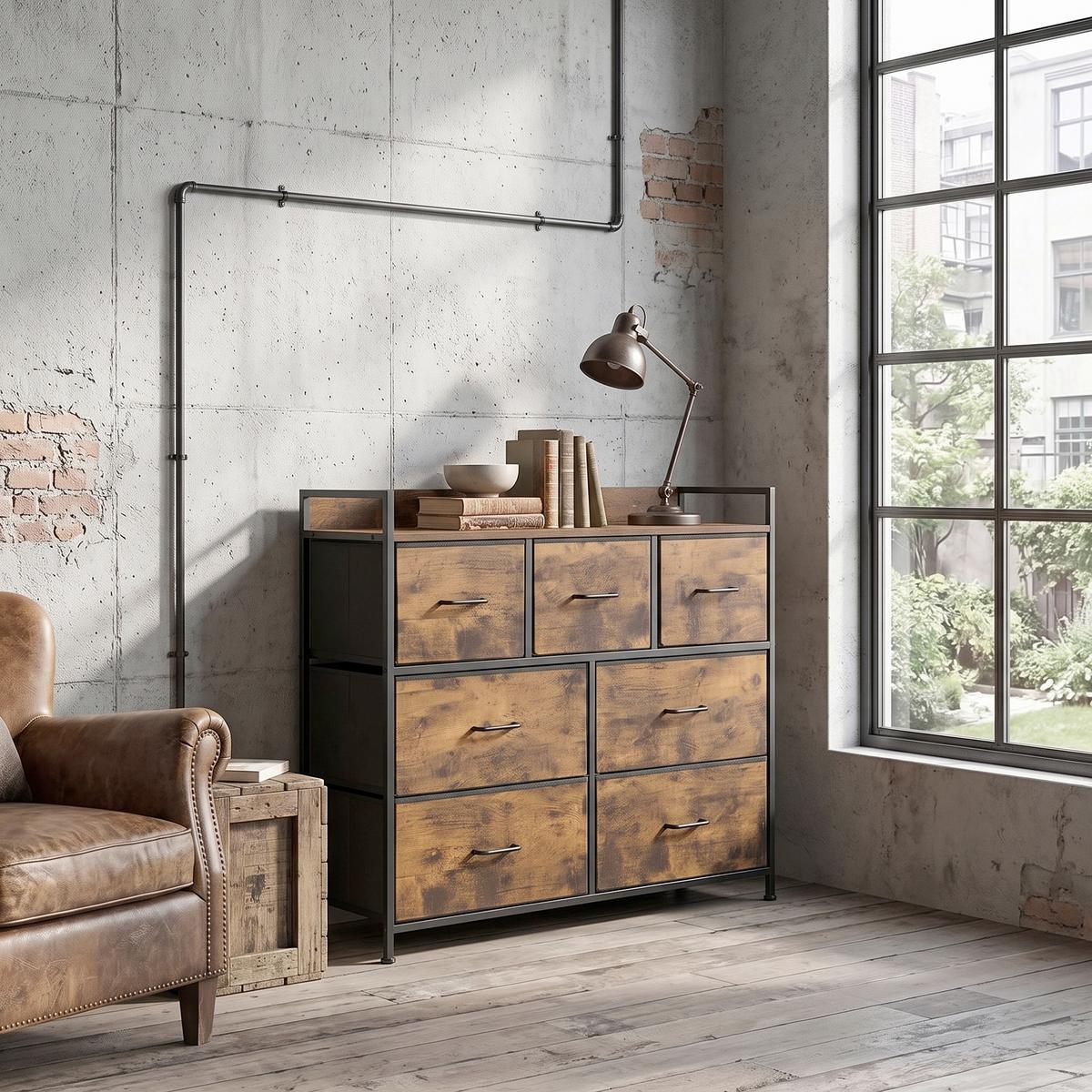 Komoda š. 98 cm, hnedá/čierna - hnedá/čierna, Trend, kov/kompozitné drevo (98/85/28.5cm) - Boxxx
