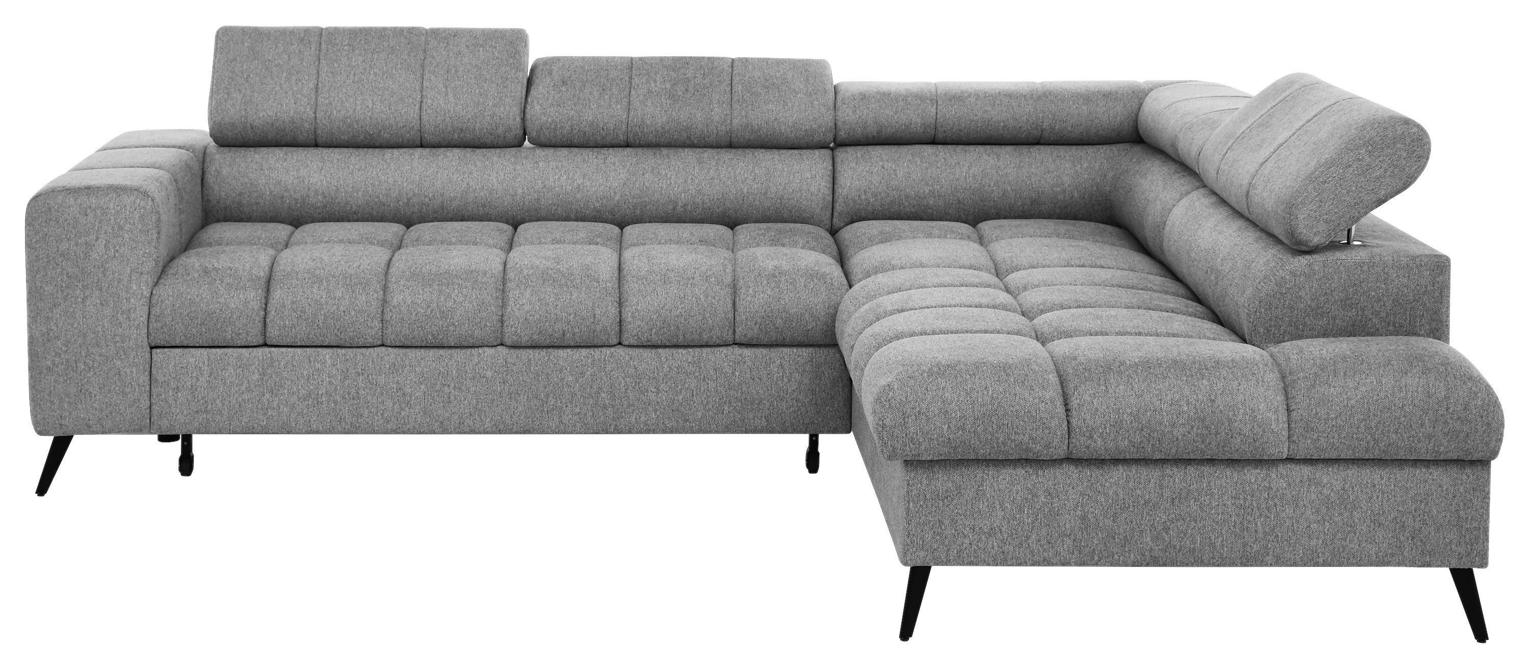 Sarokkanapé Vienna R Ecke - világosszürke/fekete, Trend, műanyag/textil (263/203cm)