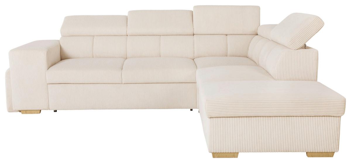 Ecksofa Sirius L creme, 267x218cm - Eichefarben/Creme, KONVENTIONELL, Holz/Holzwerkstoff (267/218cm)