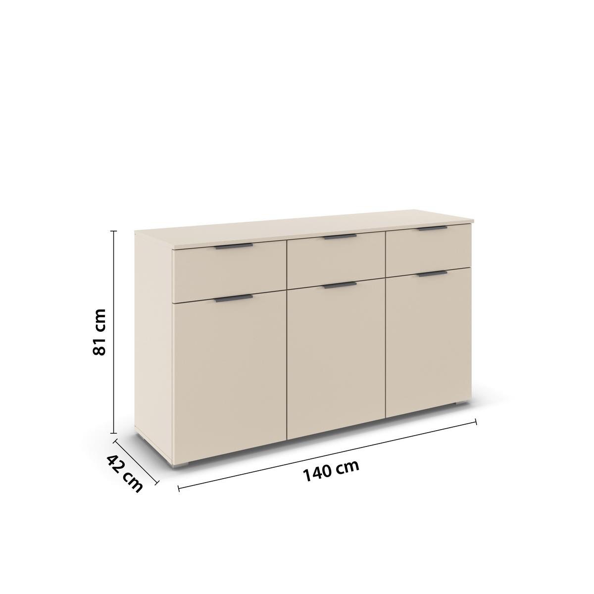Komoda Alabama Super ALABAMA-SUPER - barvy hliníku/šampaňská, Moderní, kompozitní dřevo (140/81/42cm)