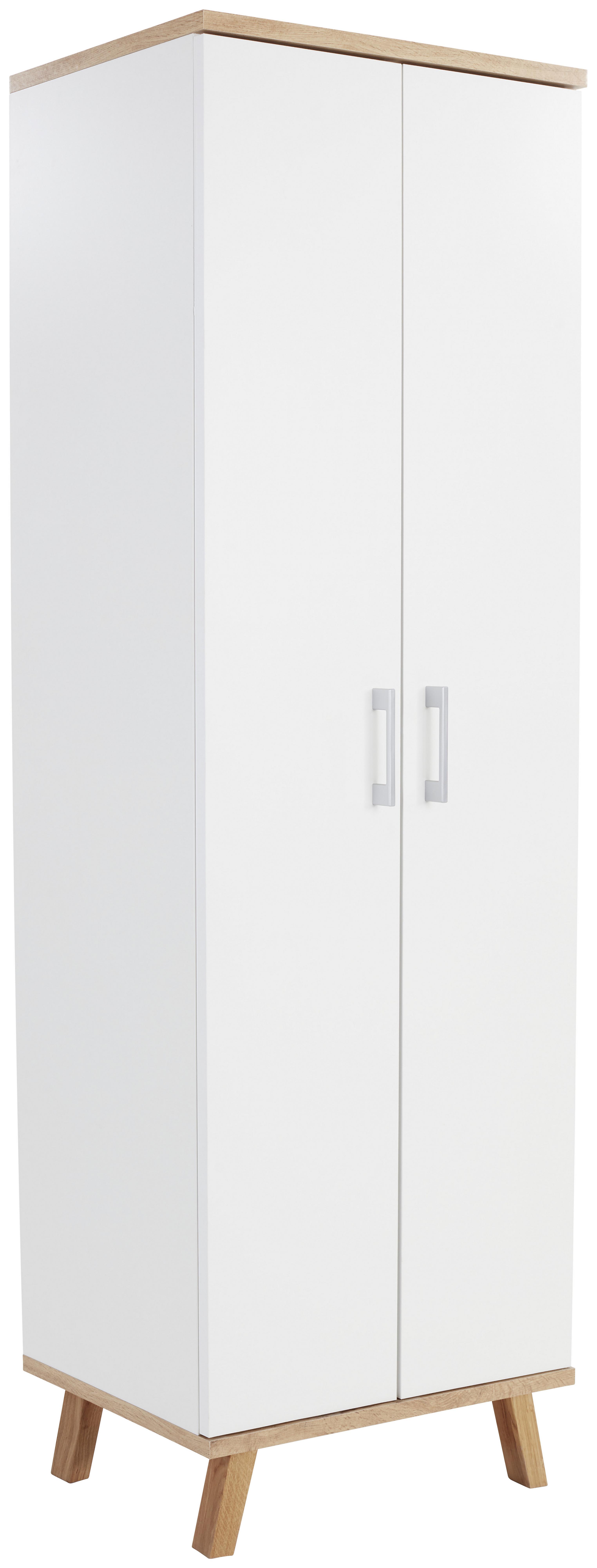 Schuhschrank Rivoli Weiß/Eiche Dekor Hoch B: 60 cm - Eichefarben/Weiß, KONVENTIONELL, Holzwerkstoff (60/180/35,5cm)