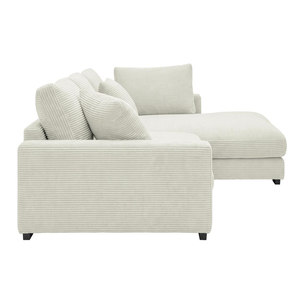 Rohová sedačka PEDRO, pravá, krémový manšestr - černá/krémová, Moderní, textil/plast (300/190cm) - Mömax