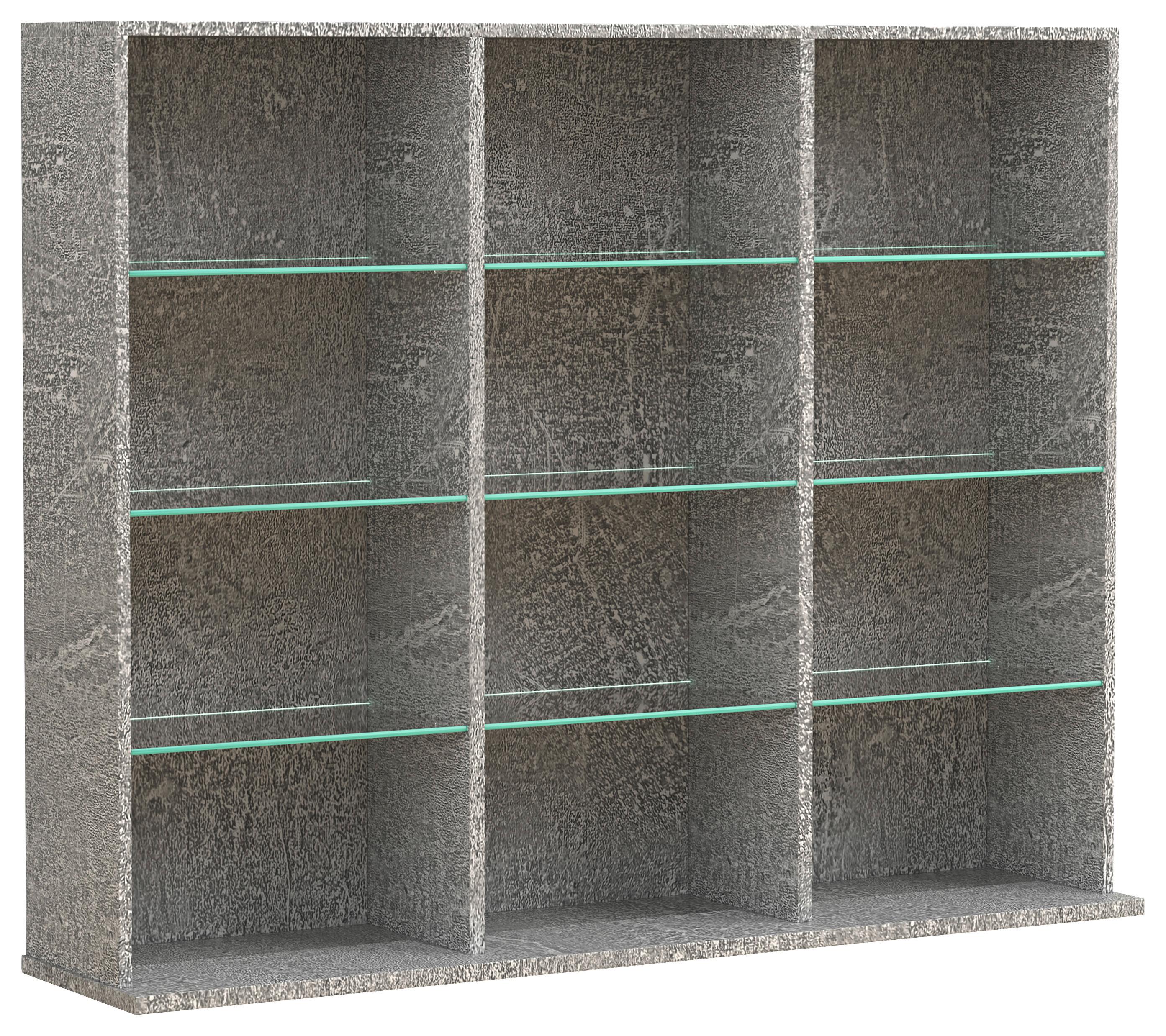 Regal Zilas Grau B: 102 cm - Grau, Design, Glas/Holzwerkstoff (102/82/23cm) - MID.YOU