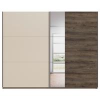 Schwebetürenschrank Sajo-Extra 218cm, Champagner - Eiche dunkel/Klar, Trend, Holzwerkstoff (218/210/59cm)