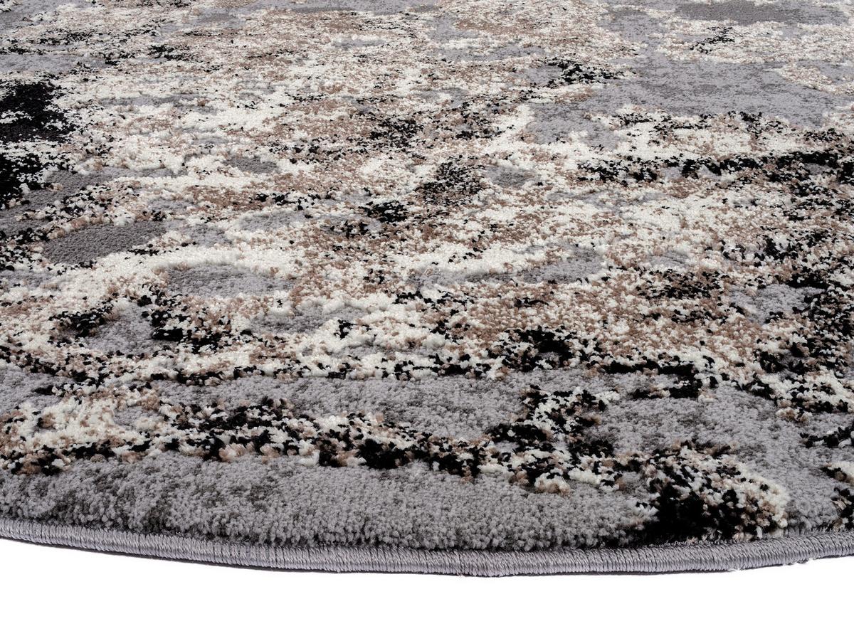 Webteppich Hellgrau Timeline Quantum Ø 120 cm - Hellgrau, Design, Textil (120cm) - Novel