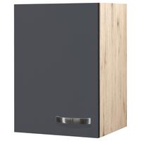 Küchenoberschrank Shadow 40 Cm Grau/eiche Dekor 1 Drehtür - Dunkelgrau/Eiche San Remo, MODERN, Holzwerkstoff (40/54/32cm)