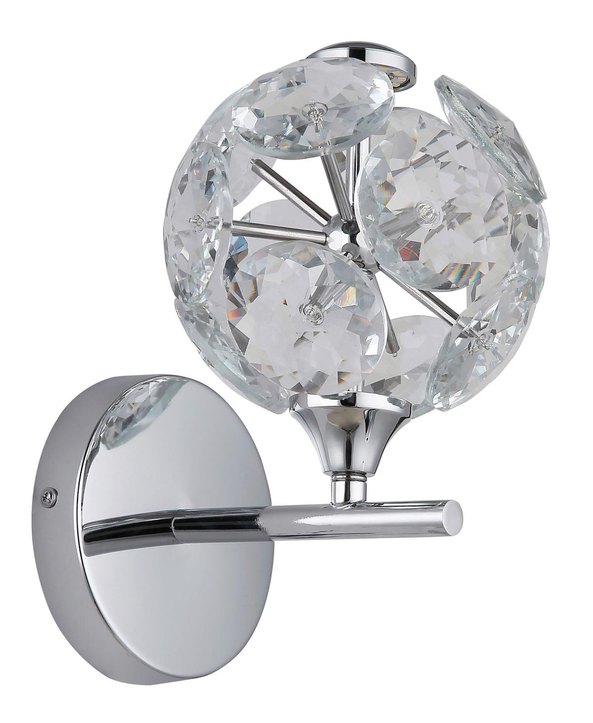 LED-Wandleuchte Virina Klar Chromfarben D: 15 cm - Klar/Chromfarben, KONVENTIONELL, Glas/Metall (15/24cm) - Globo