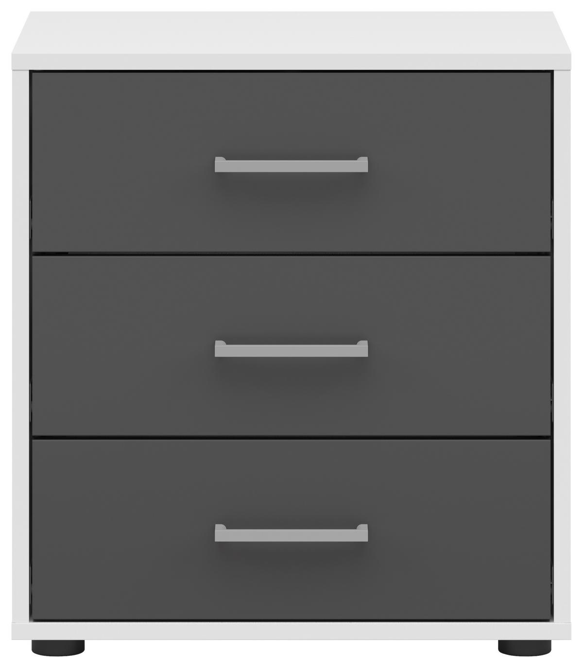 Nachtkästchen Smart 3 Weiß/graphit H: 54 Cm - Anthrazit/Grauweiß, Basics, Holzwerkstoff (50/54/35cm)