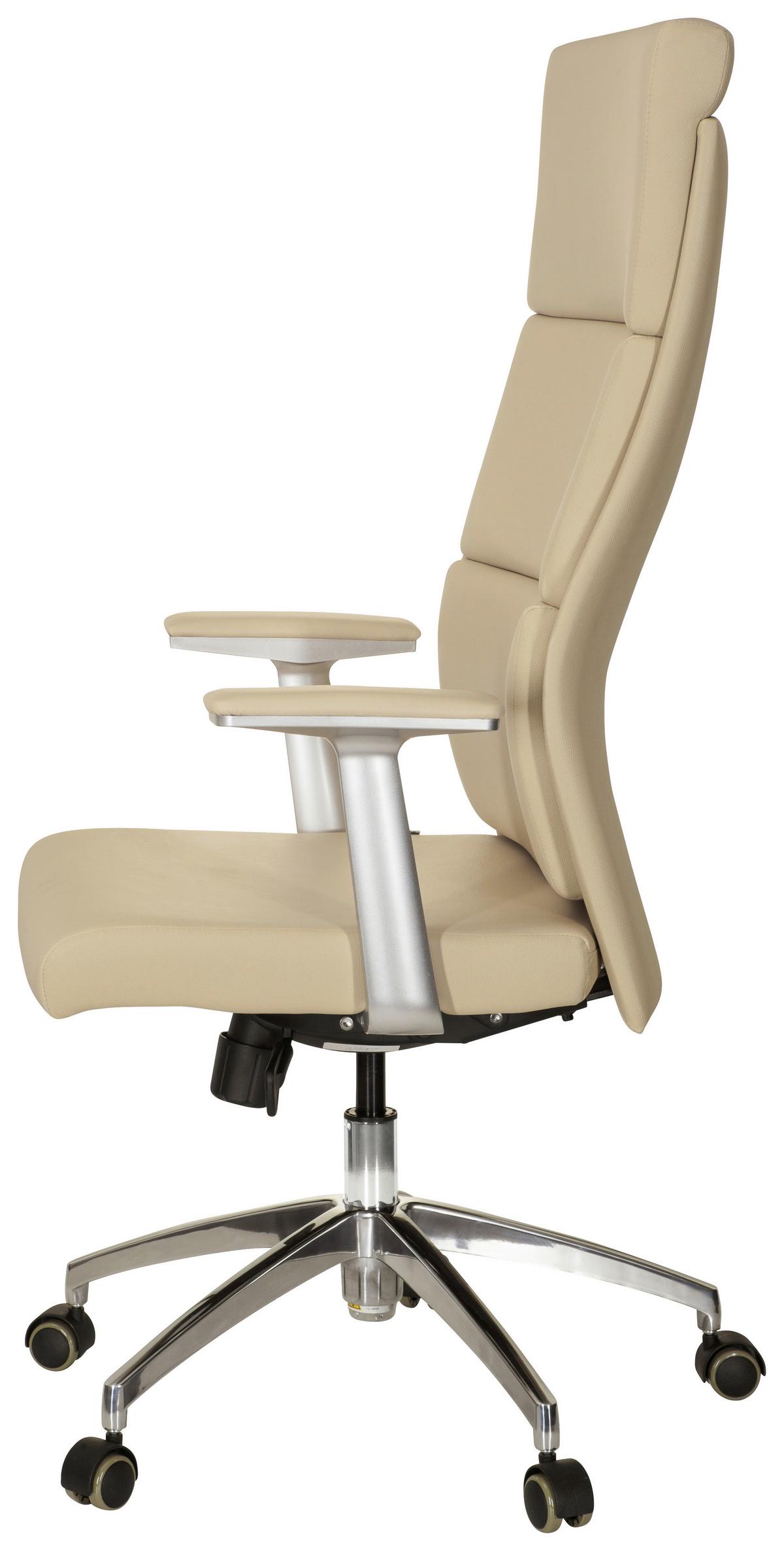 Chefsessel Monza 20 Beige - Beige/Silberfarben, MODERN, Leder/Kunststoff (60/131/52cm) - MID.YOU