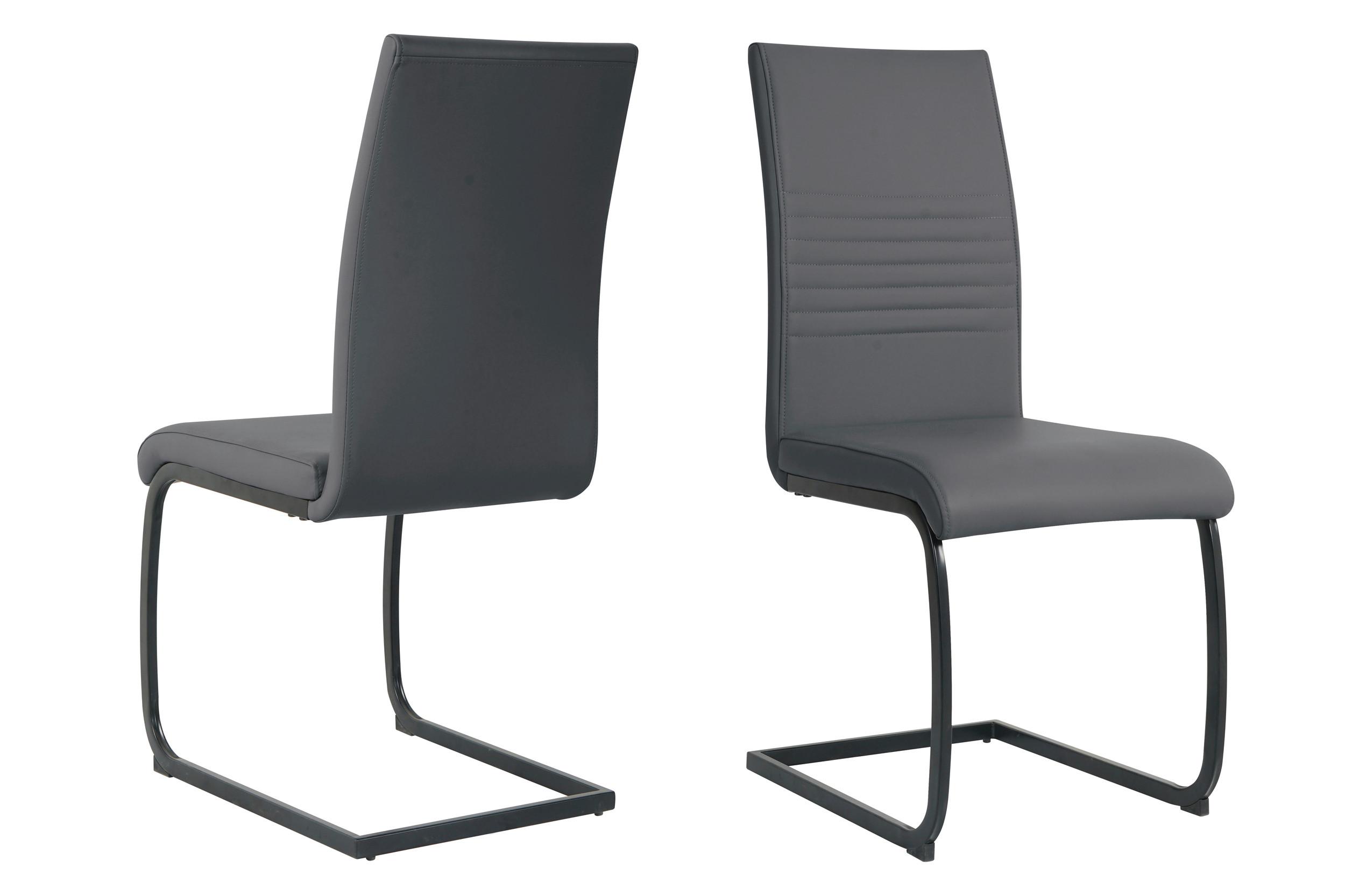 Stuhl-set Lederlook Grau, B: 42cm - Schwarz/Grau, Design, Kunststoff/Textil (42/97/59cm) - Livetastic