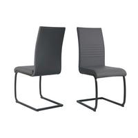 Stuhl-set Lederlook Grau, B: 42cm - Schwarz/Grau, Design, Kunststoff/Textil (42/97/59cm) - Livetastic