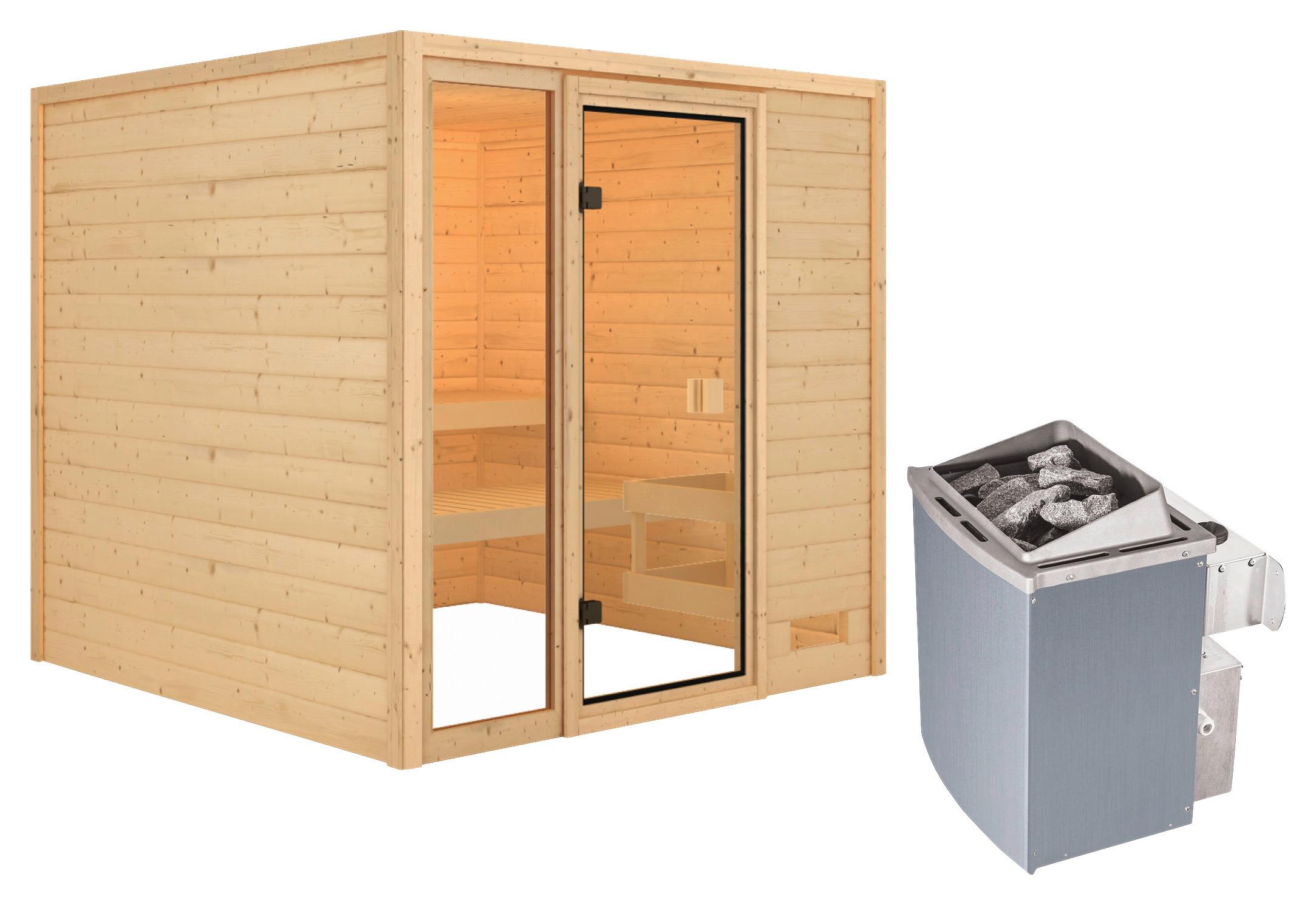 Sauna Marseille 1 Mit Int. Steuerung 196x187x196 Cm - Naturfarben, Basics, Holz (196/187/196cm) - Karibu