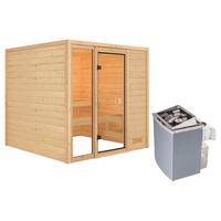 Sauna Marseille 1 Mit Int. Steuerung 196x187x196 Cm - Naturfarben, Basics, Holz (196/187/196cm) - Karibu