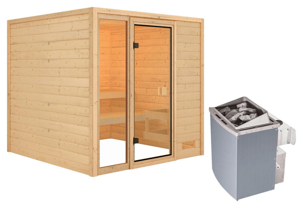 Sauna Marseille 1 Mit Int. Steuerung 196x187x196 Cm - Naturfarben, Basics, Holz (196/187/196cm) - Karibu