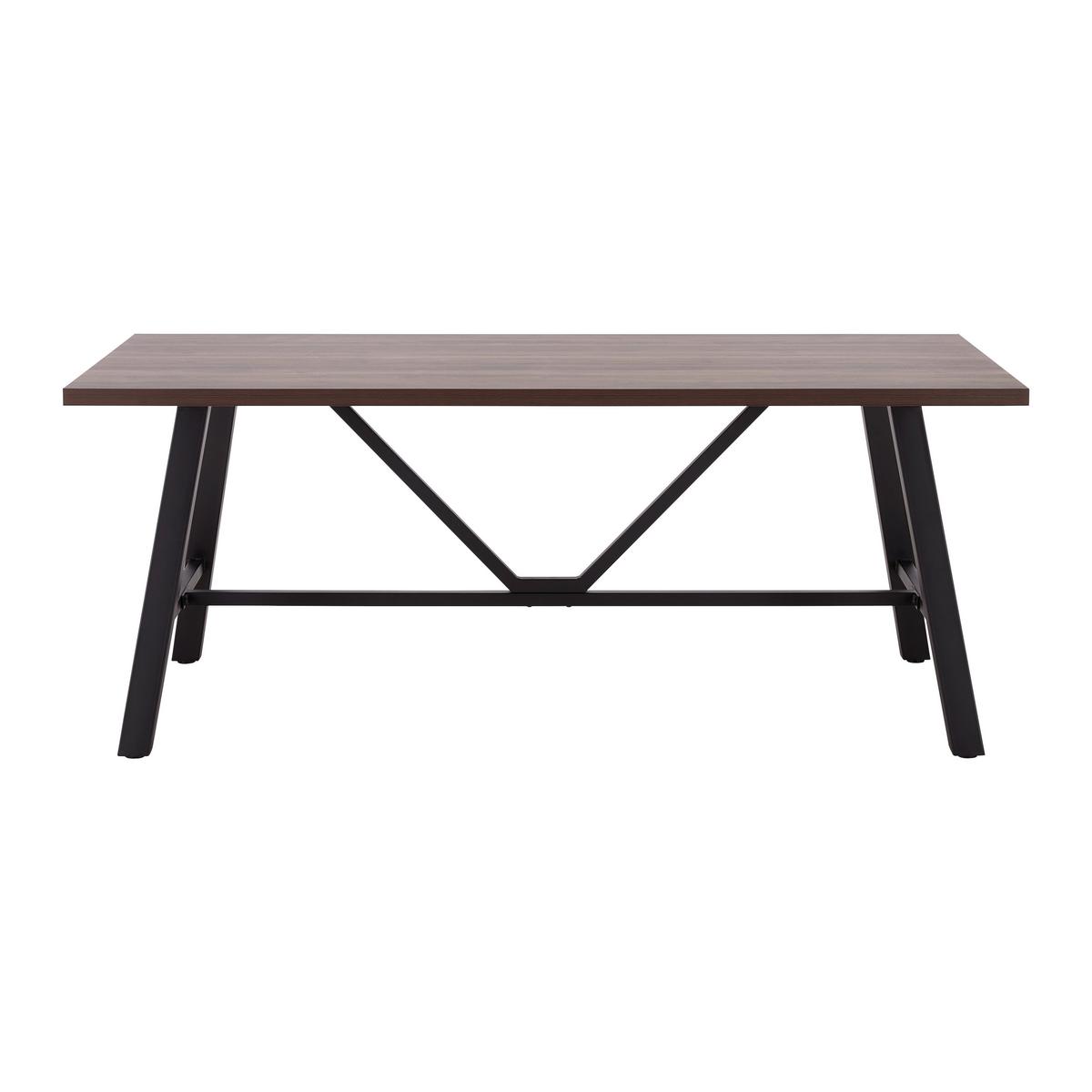 Jídelní stůl ANDRI 180x90 cm - černá/barvy vlašských ořechů, Moderní, kov/kompozitní dřevo (180/90/75cm) - Bessagi Home