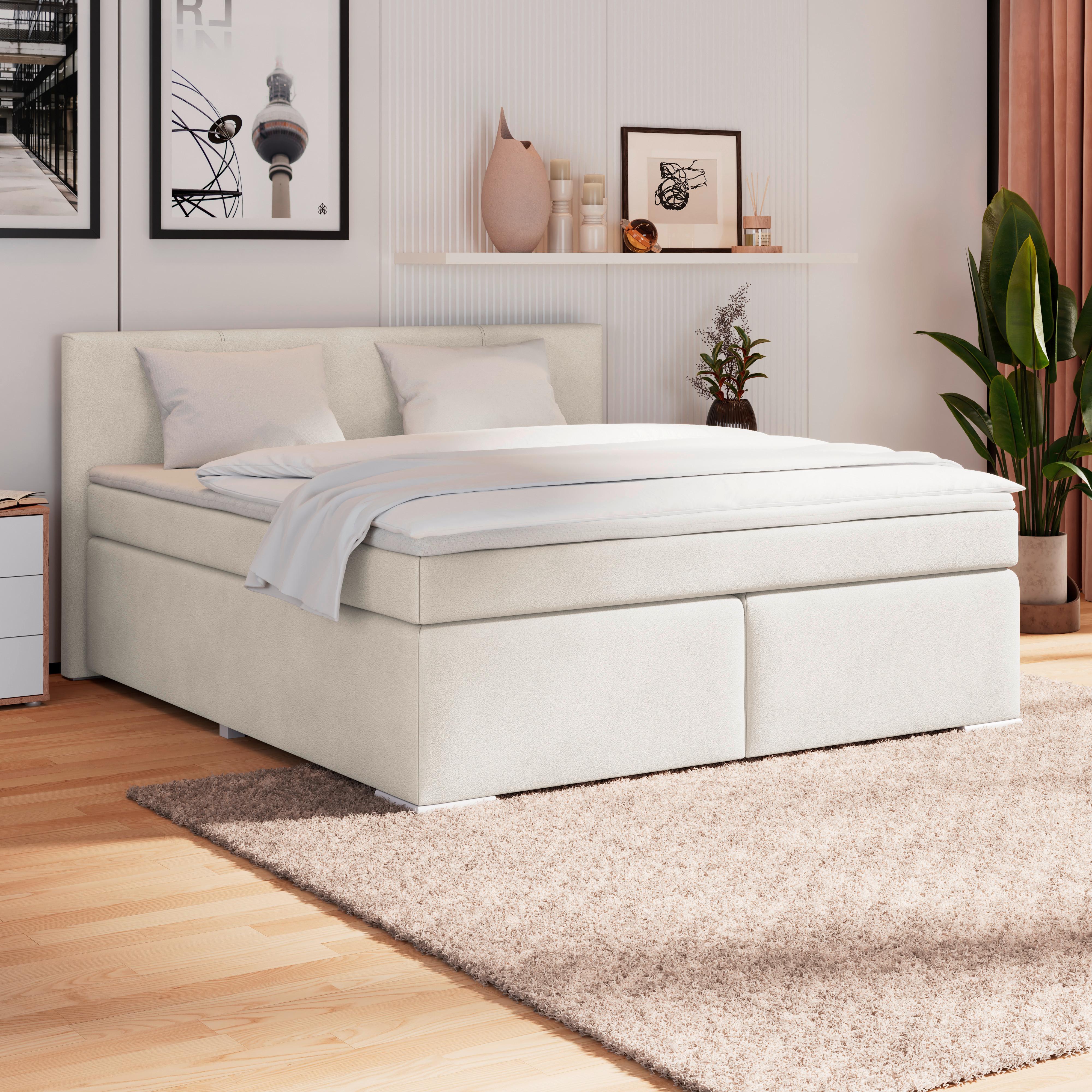 Boxspringbett Mira 1 180x200 - Creme, Basics, Holz/Kunststoff (180/200cm)