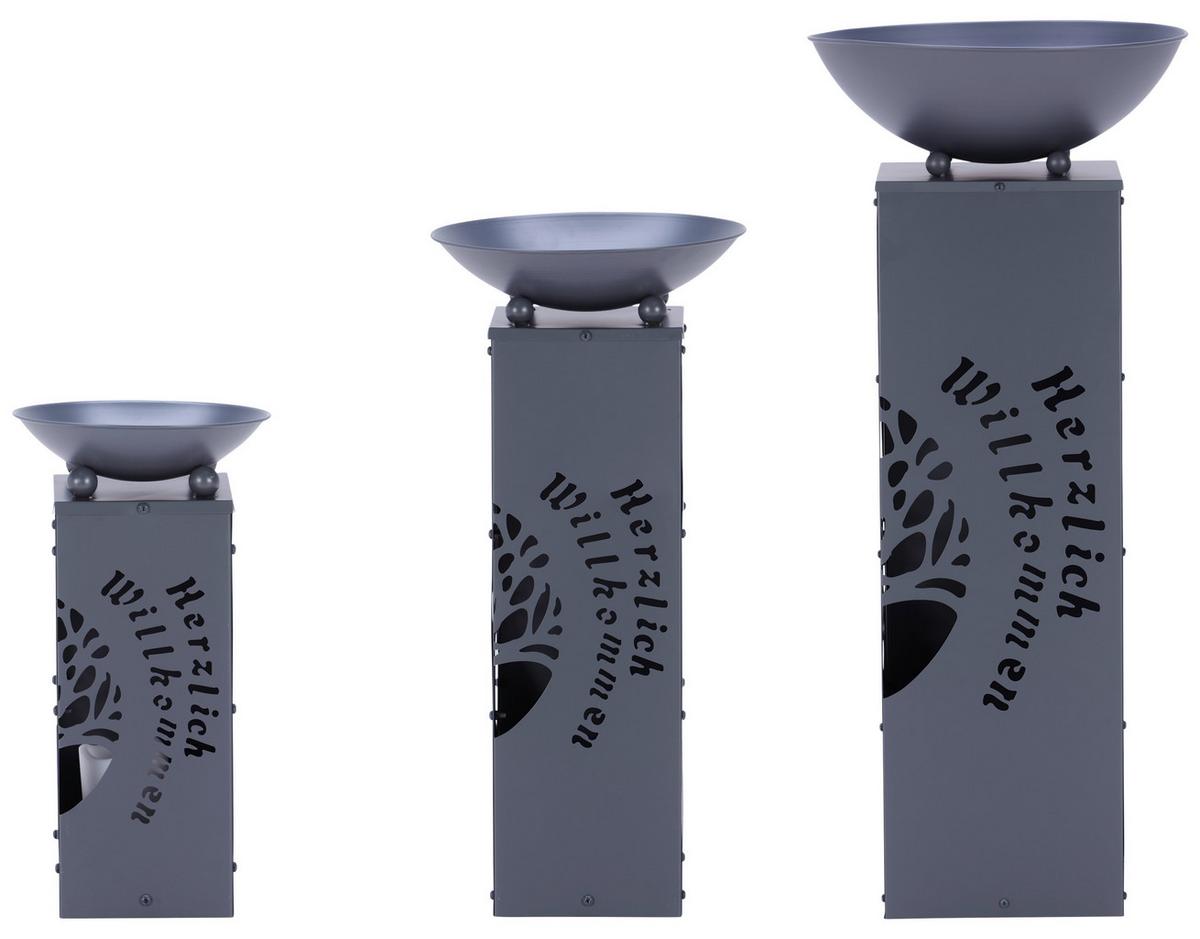 Led Dekosäule mit Schale Welcome H: 87 cm - Grau, Basics, Metall (38/38/87cm)