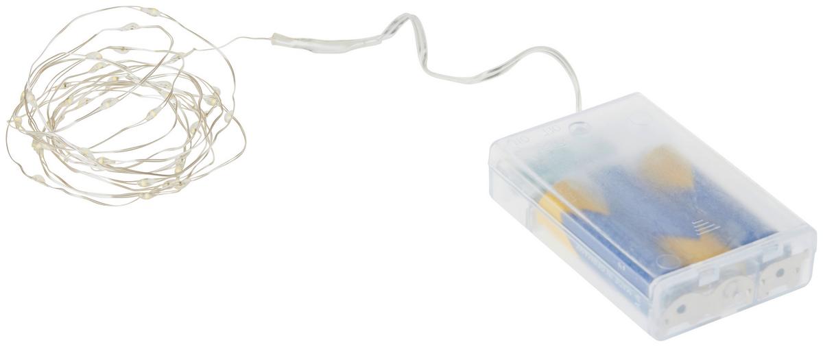 LICHTERKETTE 40 warmweiße LED - Silberfarben, Basics, Metall (195cm)