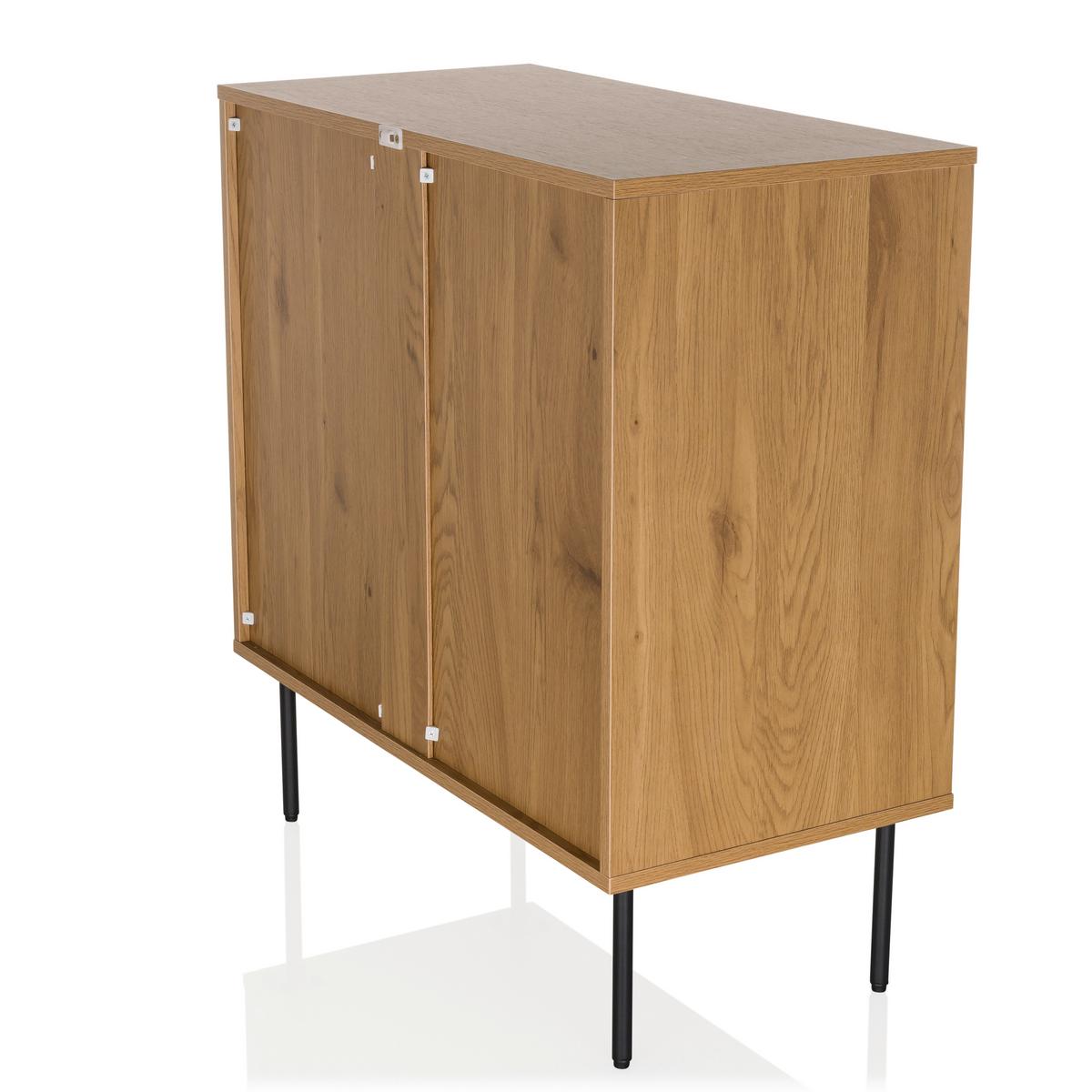 Kommode Linno K Eichefarben B: 80 cm - Eichefarben/Schwarz, MODERN, Holzwerkstoff (80/85/40cm) - MID.YOU