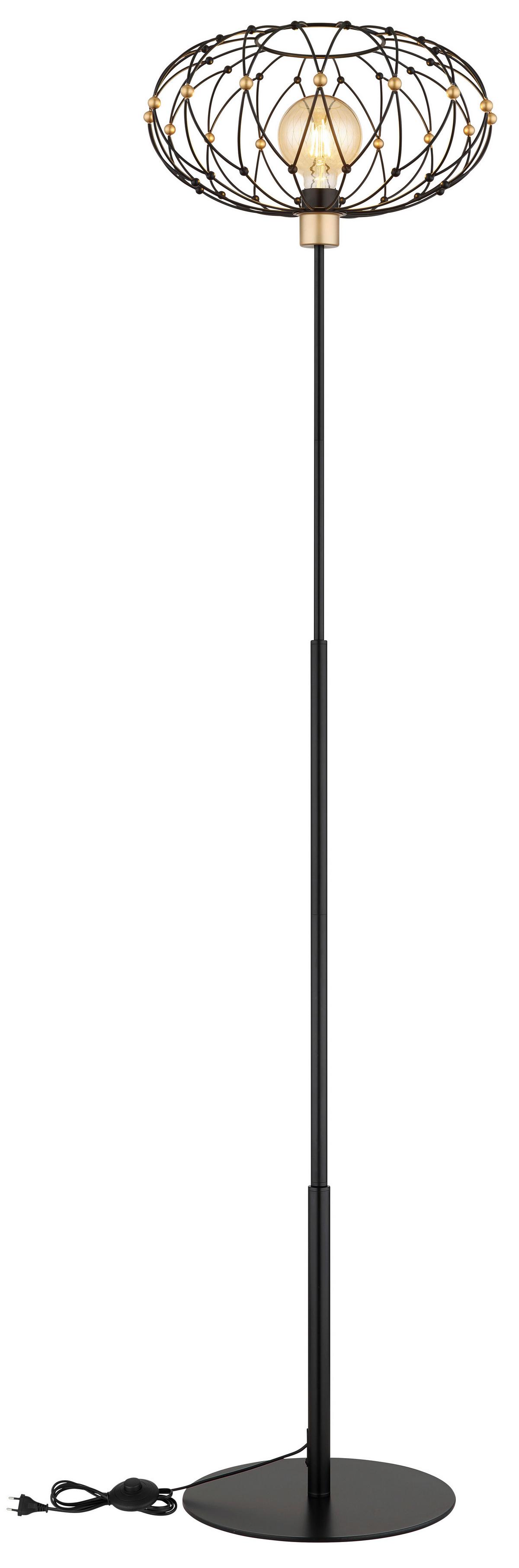 Stehleuchte Greys Schwarz Goldfarben D: 40 cm - Goldfarben/Schwarz, Design, Kunststoff/Metall (40/162cm) - Globo