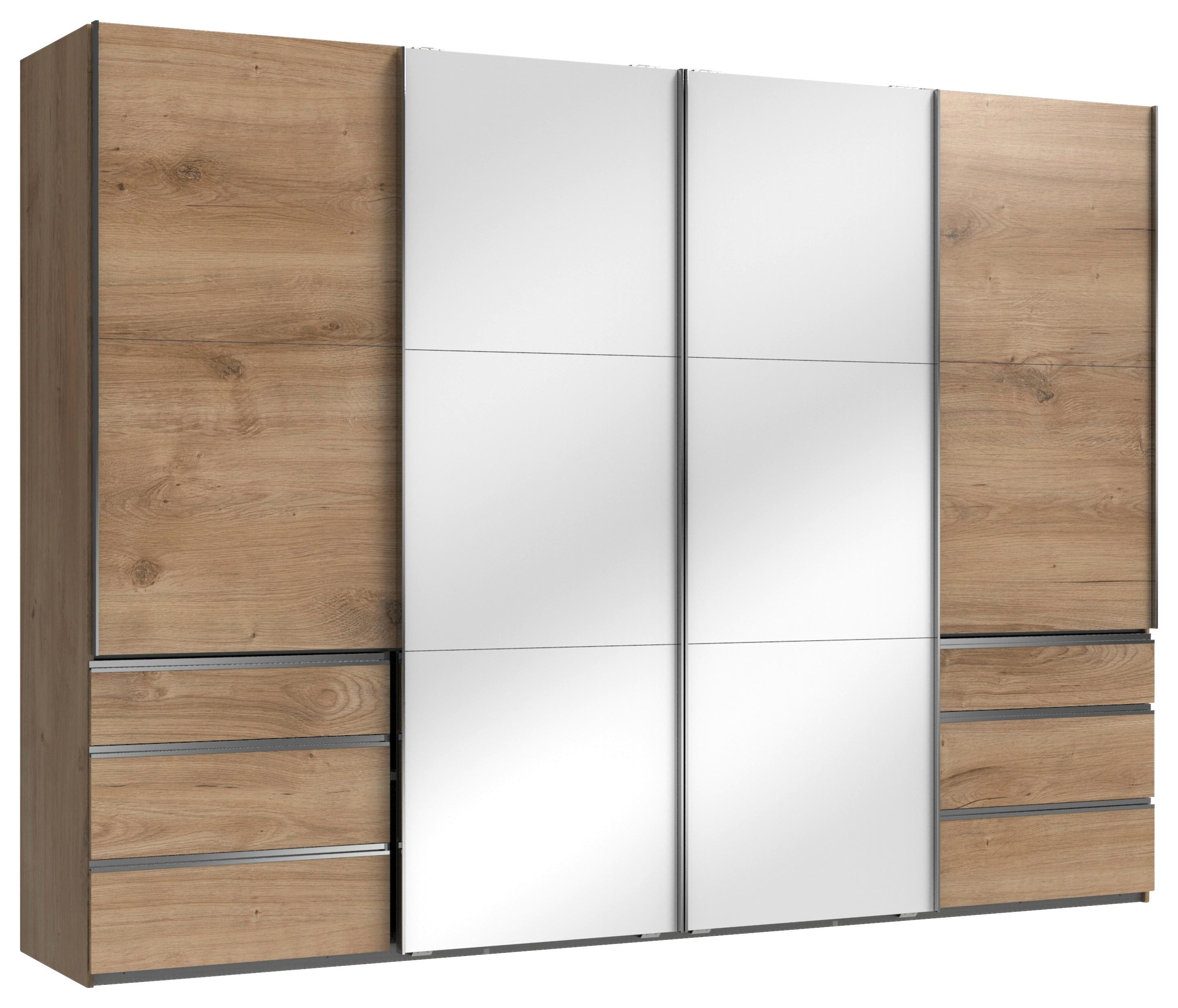 Schwebetürenschrank B: 300 Cm Level Weiß/eichefarben Dekor - Eichefarben/Weiß, MODERN, Holzwerkstoff (300/216/65cm) - MID.YOU
