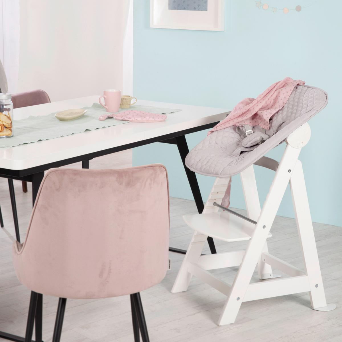 Hochstuhl Weiß/grau Mit Sitz/liegefunktion - Silberfarben/Weiß, Basics, Holzwerkstoff/Textil (52/94/66,5cm) - Roba