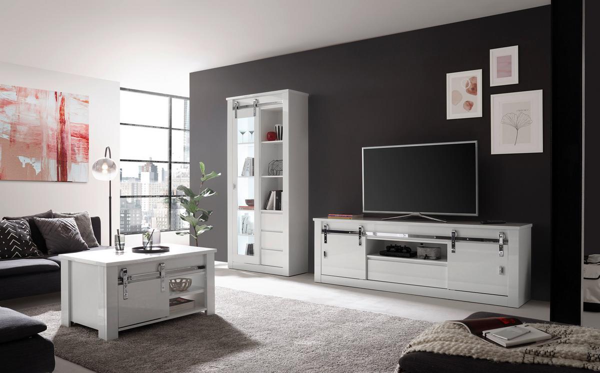 Couchtisch Daytona Weiß/Weiß Hg B: 93 cm - Weiß Hochglanz/Weiß, Design, Holzwerkstoff (93/50/60cm) - Livetastic