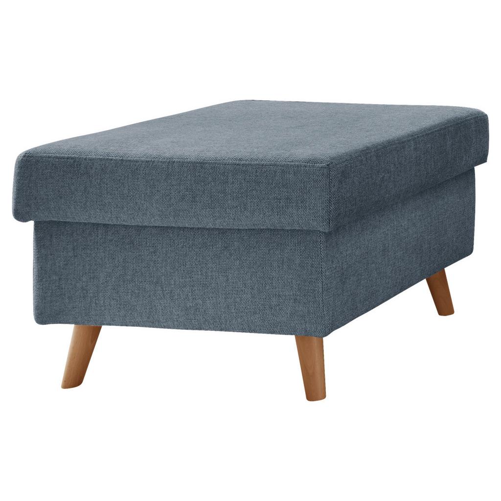 Hocker Valentina Buche Blau Siltz Gepolstert H: 43 cm