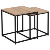 Kisasztal-szett Peter *TOP ÁR* - natúr színű/fekete, Modern, faalapú anyag/fém (37,5/40/37cm) - Best Price